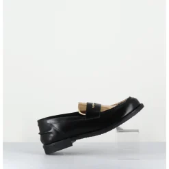 Hot OA NON FASHION Mocassins en cuir glacé noir & or - AL103 NERO ORO