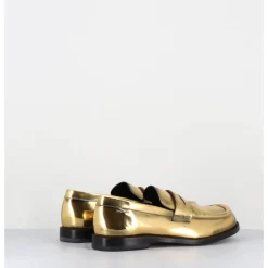 New HOTTO Mocassins en cuir glacé or brossé bout asymétrique - 66606 LUX ORO DORE