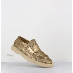 Online ROCCO P Mocassins en cuir métallisé doré & crêpe - 10816 TERENZ MEKONG DORE