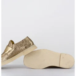 Online ROCCO P Mocassins en cuir métallisé doré & crêpe - 10816 TERENZ MEKONG DORE