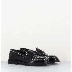 Discount GARRICE LAB Mocassins en cuir & rivets argent semelle gomme - AVERSA ABRA NERO NOIR