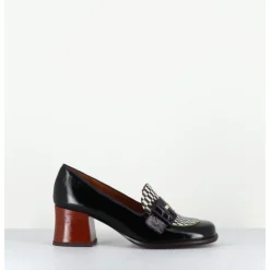 Online CHIE MIHARA Mocassins petit talon cuir multi & imprimé damier - MEISIN44 MASERATI NEGRO