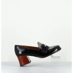 Online CHIE MIHARA Mocassins petit talon cuir multi & imprimé damier - MEISIN44 MASERATI NEGRO