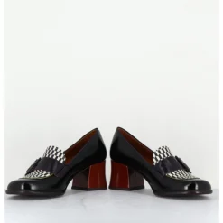 Online CHIE MIHARA Mocassins petit talon cuir multi & imprimé damier - MEISIN44 MASERATI NEGRO