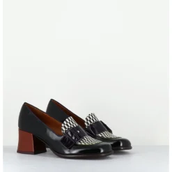 Online CHIE MIHARA Mocassins petit talon cuir multi & imprimé damier - MEISIN44 MASERATI NEGRO