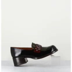 Discount CHIE MIHARA Mocassins petit talon cuir noir/marron/vert - TOBEN NEGRO HUNT
