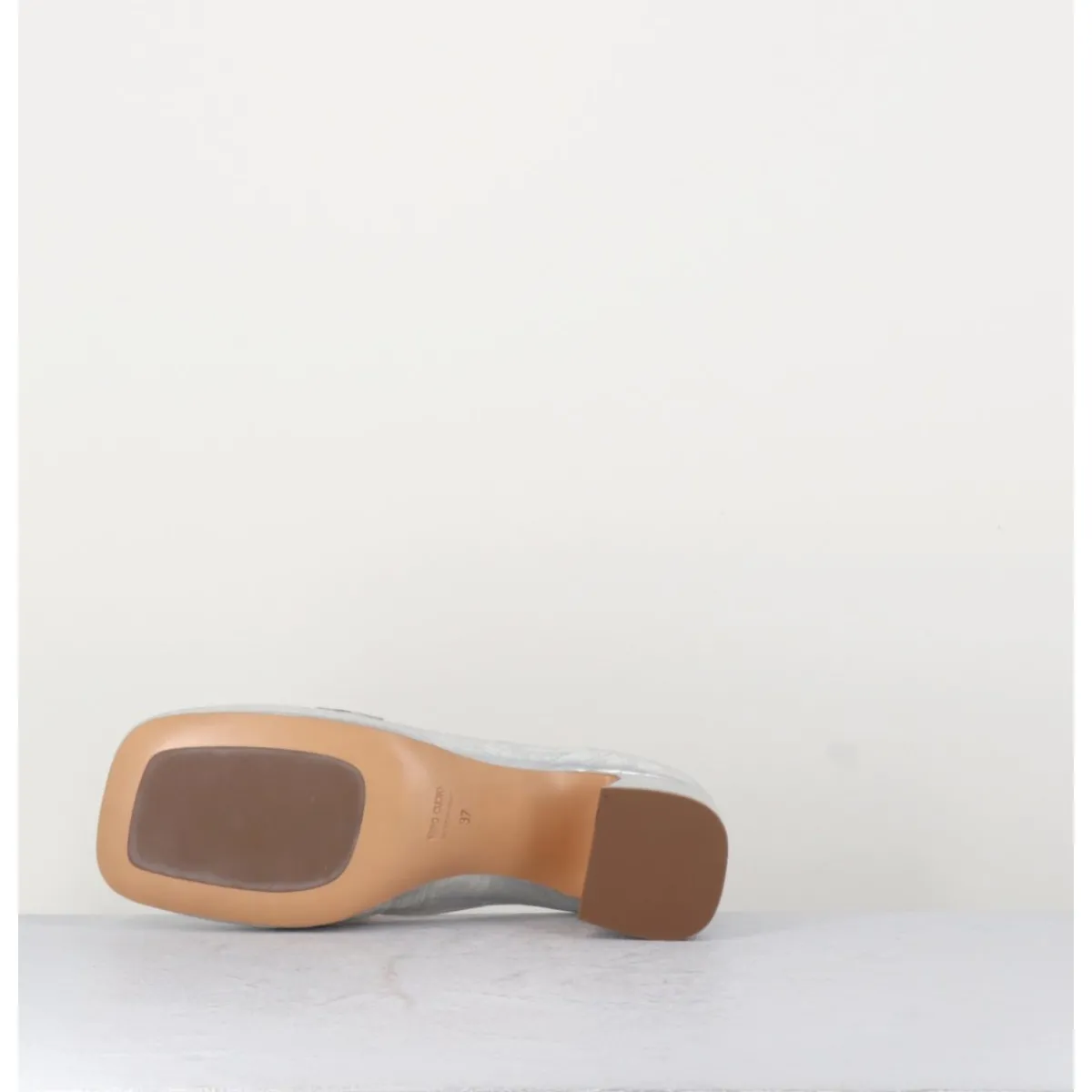 MARA BINI Mocassins petit talon en cuir & mors doré - Q167 VINTAGE SILVER ARGENT