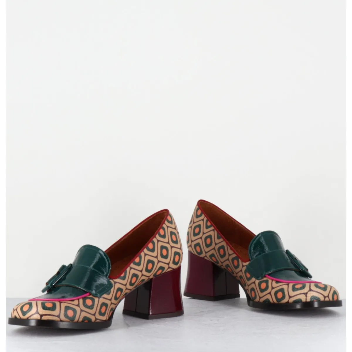 Discount CHIE MIHARA Mocassins petit talon look 70s vert - TEISIN GALLETA BROWN