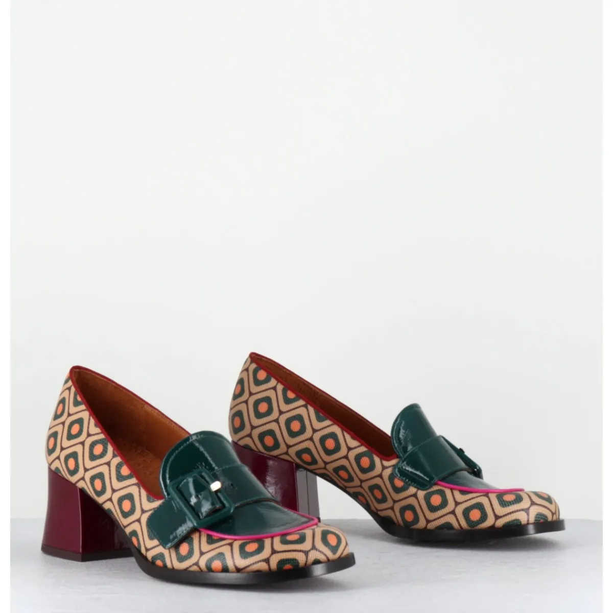 Discount CHIE MIHARA Mocassins petit talon look 70s vert - TEISIN GALLETA BROWN