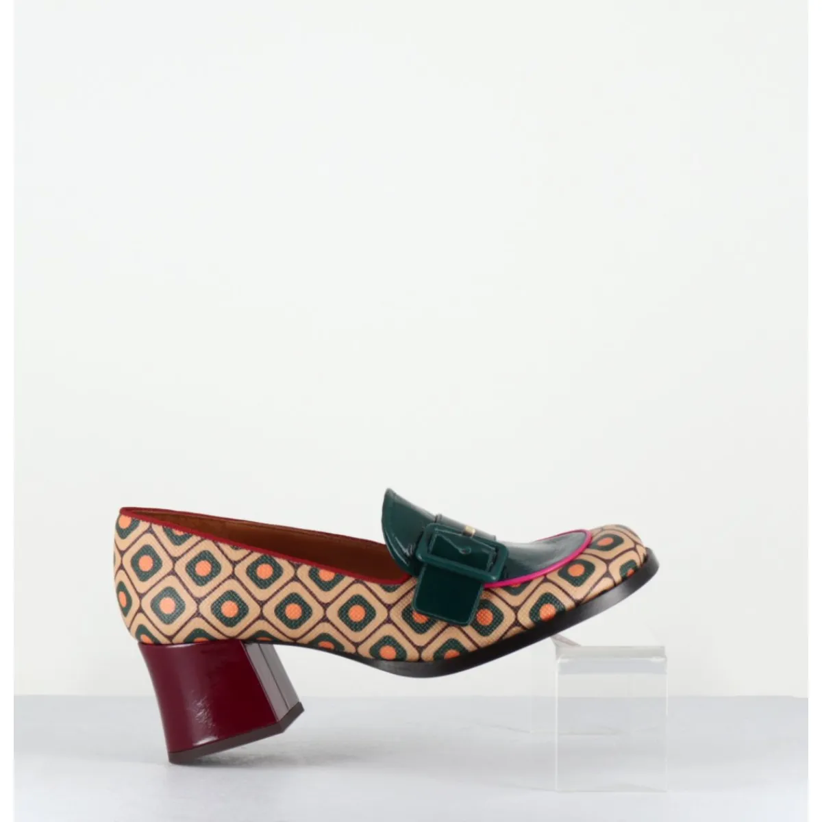 Discount CHIE MIHARA Mocassins petit talon look 70s vert - TEISIN GALLETA BROWN