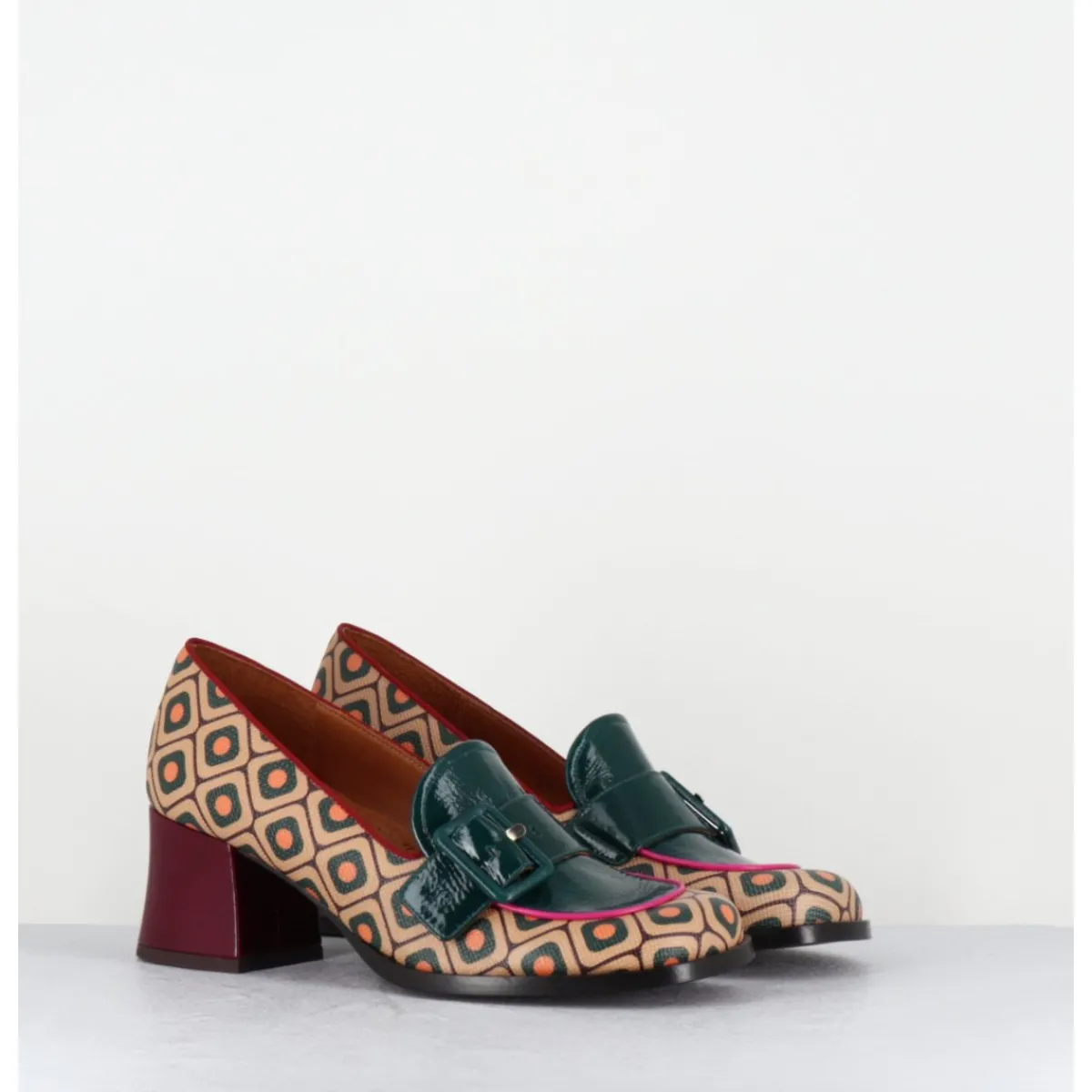 Discount CHIE MIHARA Mocassins petit talon look 70s vert - TEISIN GALLETA BROWN