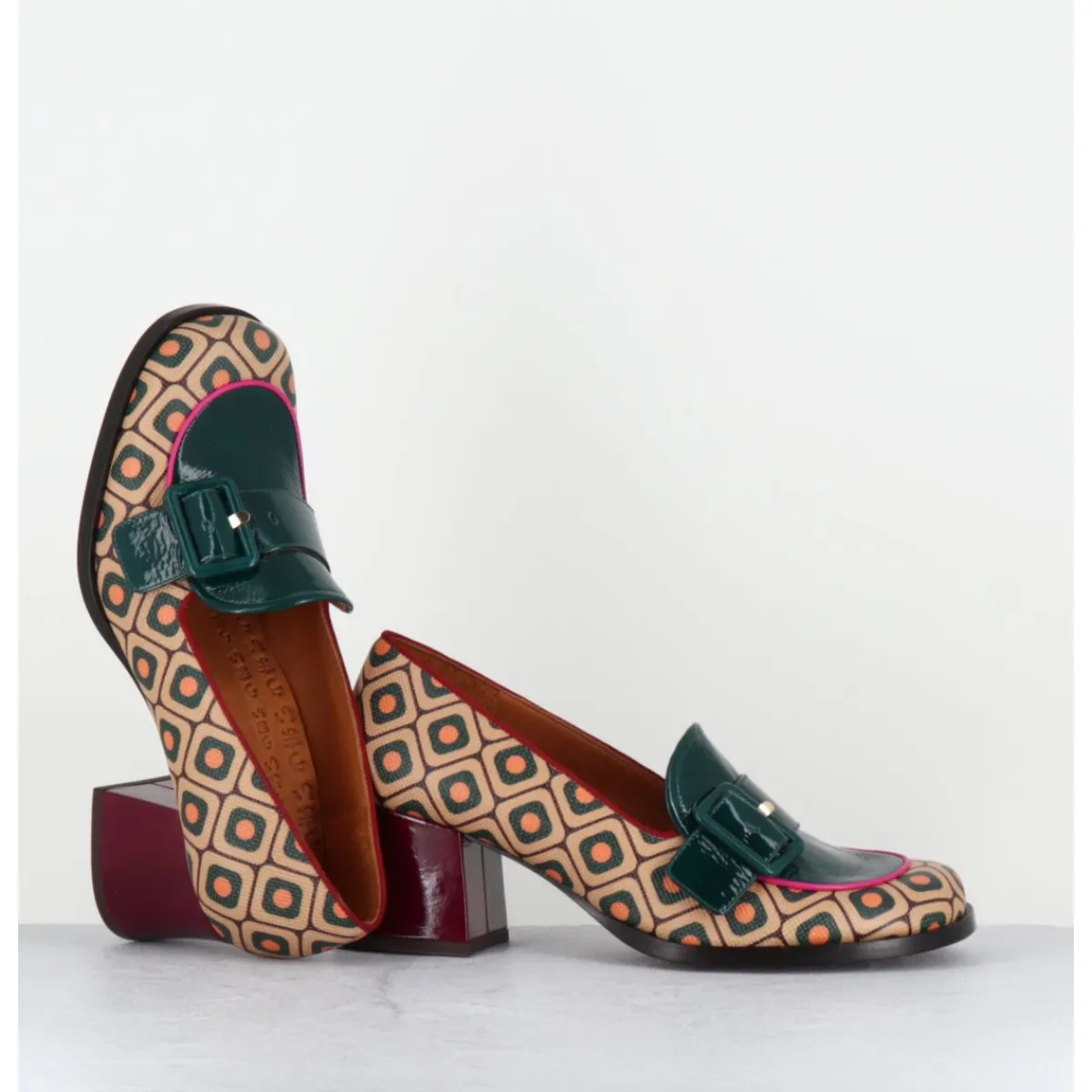 Discount CHIE MIHARA Mocassins petit talon look 70s vert - TEISIN GALLETA BROWN