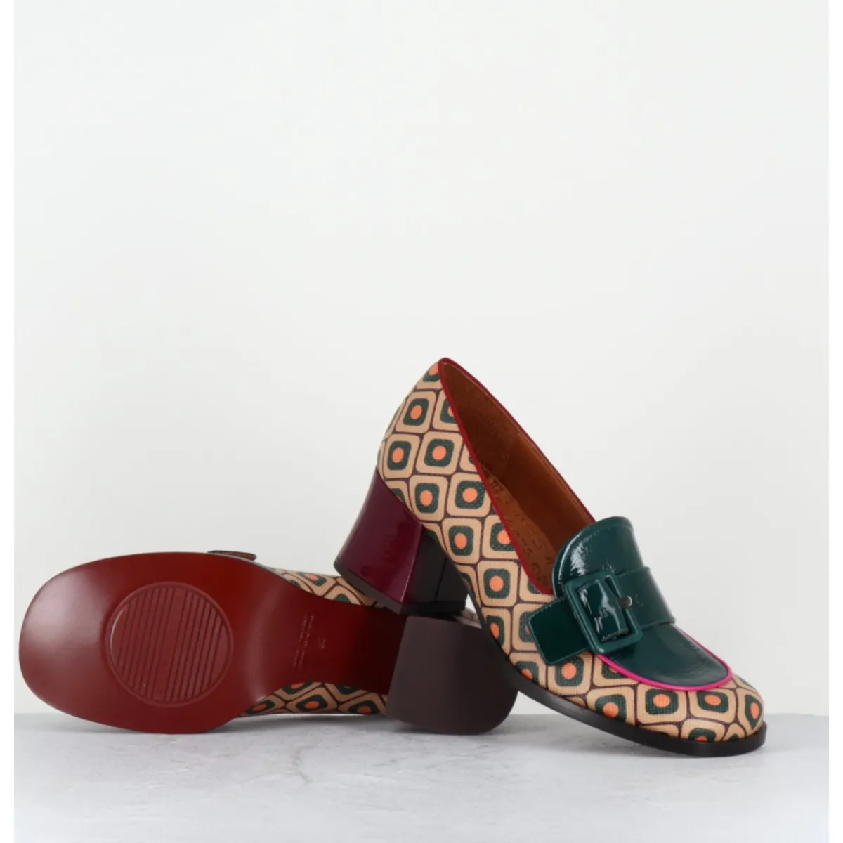Discount CHIE MIHARA Mocassins petit talon look 70s vert - TEISIN GALLETA BROWN