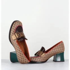 Hot CHIE MIHARA Mocassins petit talon look 70s marron - TEISIN GALLETA TESTA