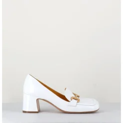Hot MARA BINI Mocassins petit talon naplak & mors doré - Q167 NAPLAK WHITE BLANC