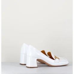 Hot MARA BINI Mocassins petit talon naplak & mors doré - Q167 NAPLAK WHITE BLANC