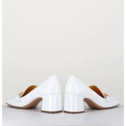 Hot MARA BINI Mocassins petit talon naplak & mors doré - Q167 NAPLAK WHITE BLANC