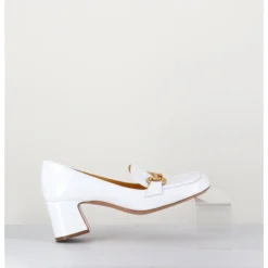 Hot MARA BINI Mocassins petit talon naplak & mors doré - Q167 NAPLAK WHITE BLANC