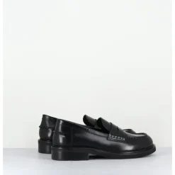 Online GARRICE LAB Mocassins plats à bout rond en cuir glacé - CHINO ABRASIVATO NERO NOIR