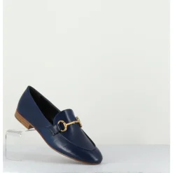 Discount MARA BINI Mocassins plats en cuir souple bleu & mors doré - N125 MARINE