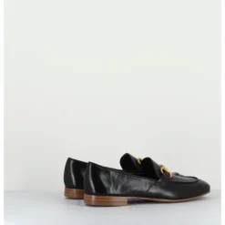 New MARA BINI Mocassins plats en cuir souple & mors doré - N125 NERO NOIR