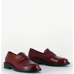 New MARA BINI Mocassins plats en cuir souple bordeaux - P906 SETA BRUNELLO ROUGE