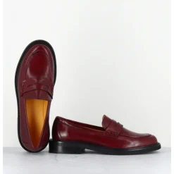 New MARA BINI Mocassins plats en cuir souple bordeaux - P906 SETA BRUNELLO ROUGE