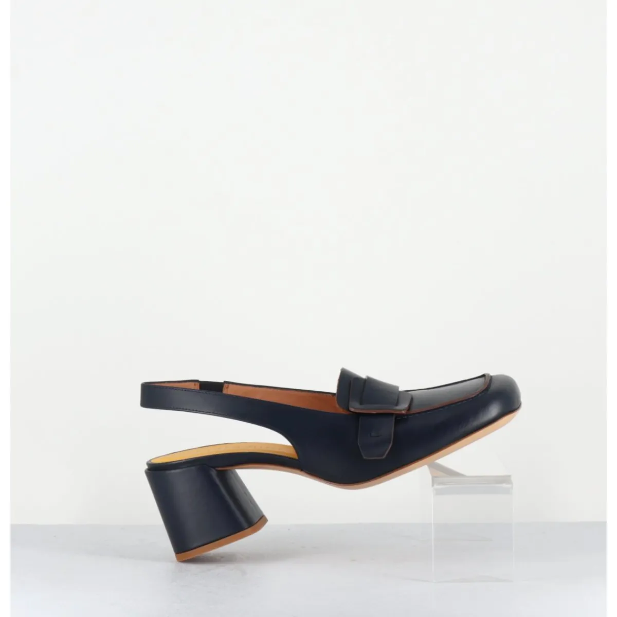 Clearance MARA BINI Mocassins slingback à talon en cuir nuit 70s - S242234 REMUVE BLU BLEU