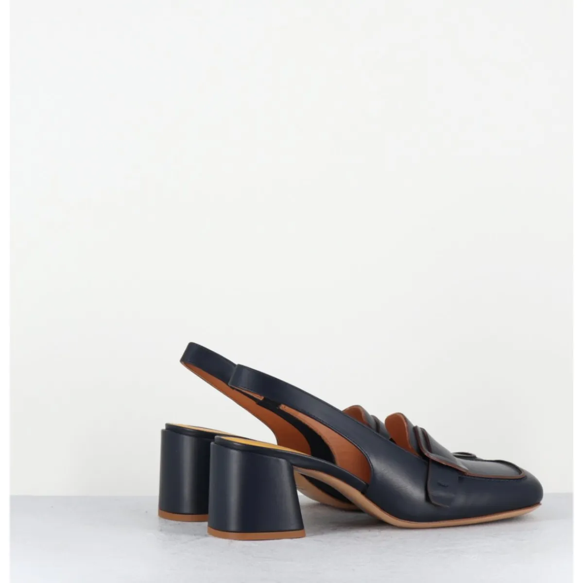 Clearance MARA BINI Mocassins slingback à talon en cuir nuit 70s - S242234 REMUVE BLU BLEU