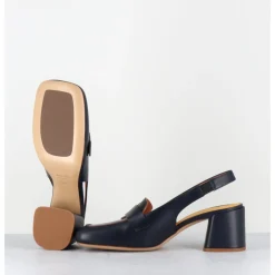 Clearance MARA BINI Mocassins slingback à talon en cuir nuit 70s - S242234 REMUVE BLU BLEU