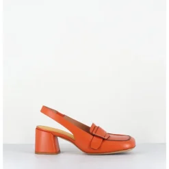 Outlet MARA BINI Mocassins slingback à talon en cuir orangé 70s - S242234 REMUVE ORANGE