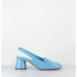 Sale HALMANERA Mocassins slingback en cuir ciel petit talon - CALA25 GLAZE CELESTE BLEU