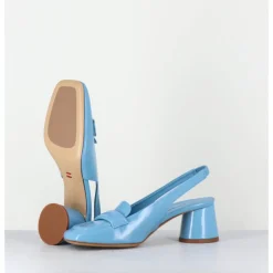 Sale HALMANERA Mocassins slingback en cuir ciel petit talon - CALA25 GLAZE CELESTE BLEU
