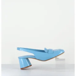 Sale HALMANERA Mocassins slingback en cuir ciel petit talon - CALA25 GLAZE CELESTE BLEU