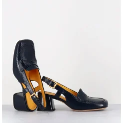 Outlet MARA BINI Mocassins slingback en naplak marine petit talon - S242233 NAPLAK BLU BLEU