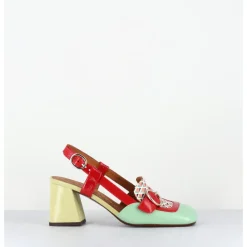 Best CHIE MIHARA Mocassins slingback motif rétro vert jaune rouge - SUYLI SANDONIS MENTA
