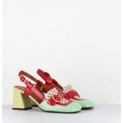 Best CHIE MIHARA Mocassins slingback motif rétro vert jaune rouge - SUYLI SANDONIS MENTA