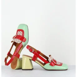 Best CHIE MIHARA Mocassins slingback motif rétro vert jaune rouge - SUYLI SANDONIS MENTA