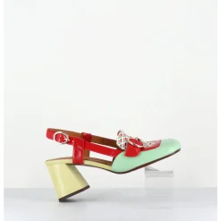 Best CHIE MIHARA Mocassins slingback motif rétro vert jaune rouge - SUYLI SANDONIS MENTA