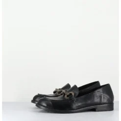 Discount LA BOTTEGA DI LISA Mocassins souple en cuir avec mors clouté - 5246 BUF NERO NOIR