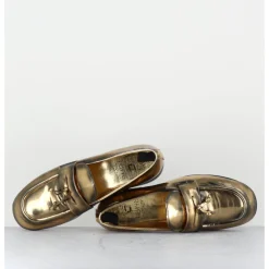 Best HOTTO Mocassins souple en cuir métallisé doré - 60264 CAPRA SUPER ORO DORE