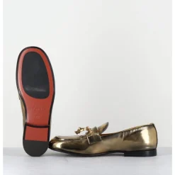 Best HOTTO Mocassins souple en cuir métallisé doré - 60264 CAPRA SUPER ORO DORE