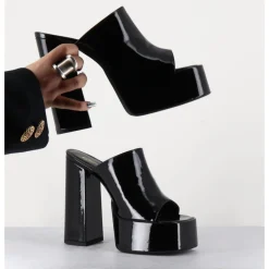 Discount GARRICE LAB Mules à haute plateforme cuir vernis - MARCHI VERNICE NERO NOIR