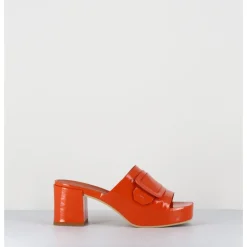 Outlet DEL CARLO Mules à plateforme petit talon vernis - 11532 VETRO ORANGE
