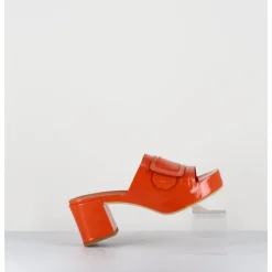 Outlet DEL CARLO Mules à plateforme petit talon vernis - 11532 VETRO ORANGE