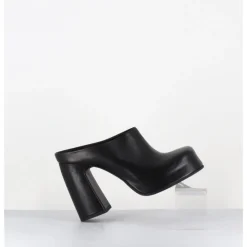 GARRICE LAB Mules à plateforme recouverte talon haut en cuir - VATIK FULAR NERO NOIR