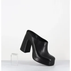 GARRICE LAB Mules à plateforme recouverte talon haut en cuir - VATIK FULAR NERO NOIR