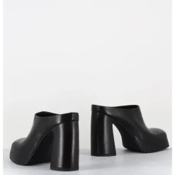 GARRICE LAB Mules à plateforme recouverte talon haut en cuir - VATIK FULAR NERO NOIR