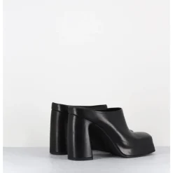 GARRICE LAB Mules à plateforme recouverte talon haut en cuir - VATIK FULAR NERO NOIR