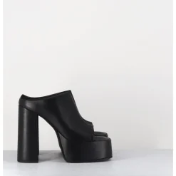 Clearance SORT AARHUS Mules à plateforme talon haut en cuir gras - 3765 GAS NERO NOIR